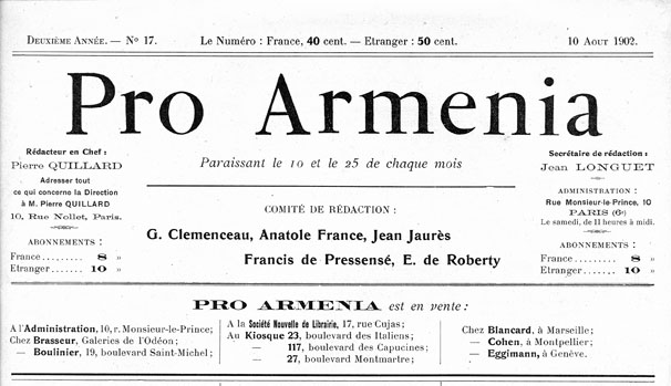 Pro Armenia - Année: 1902